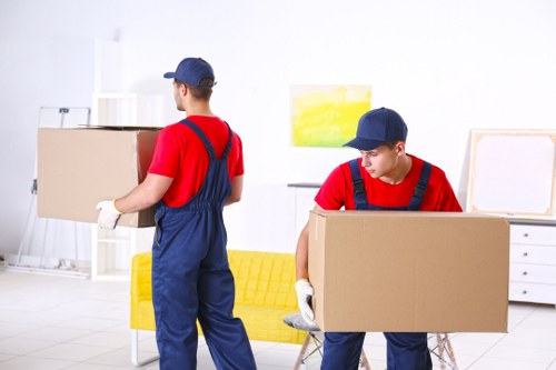 Barnes man and van loading moving boxes carefully