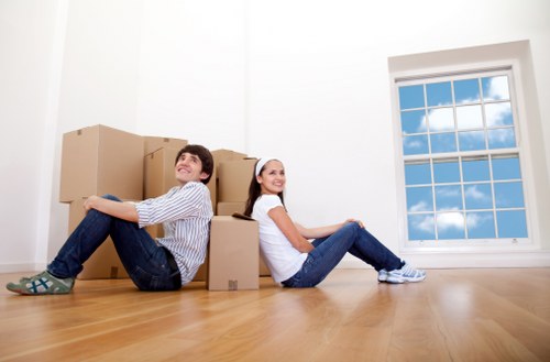 Furniture and boxes being moved from a Barnes property