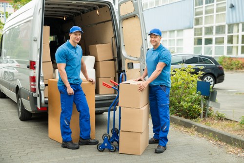 Boxes and household items prepared for transport in Barnes